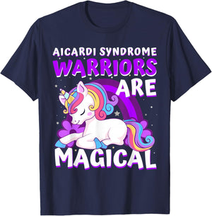 Warriors Magical Aicardi Syndrome Awareness Unicorn Purple T-Shirt - T-Shirt | Navy