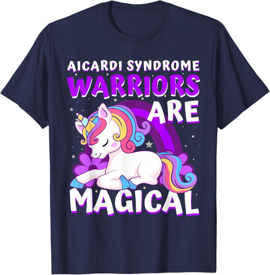 Warriors Magical Aicardi Syndrome Awareness Unicorn Purple T-Shirt - T-Shirt | Navy