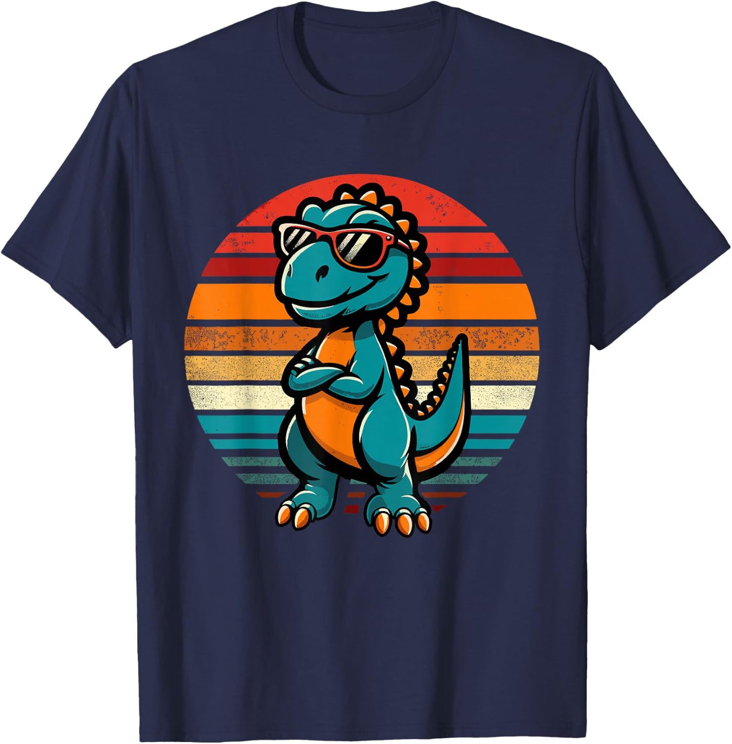 Funny Dinosaur T-Rex Retro Dinosaur T-Shirt - T-Shirt | Navy