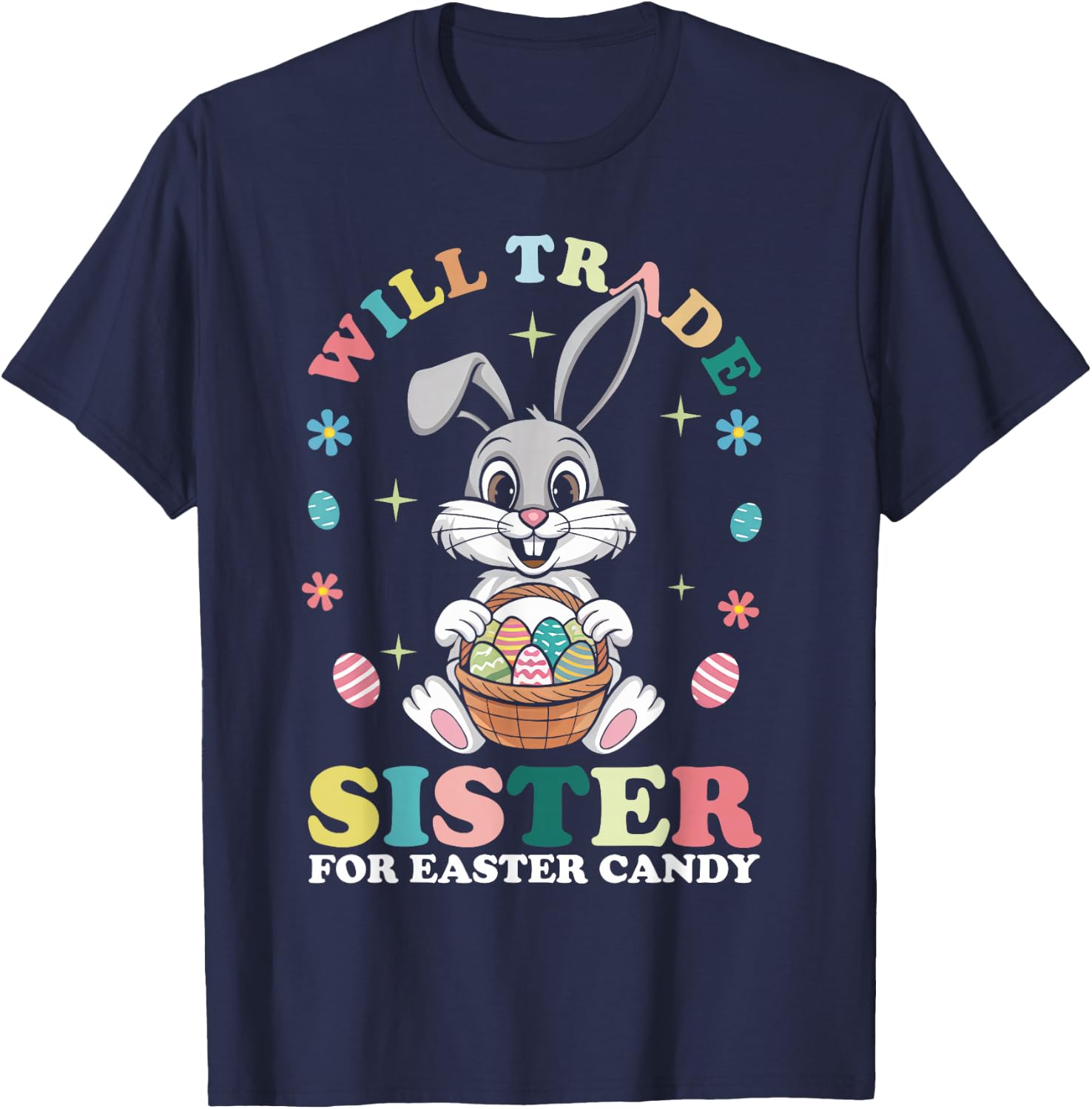 Funny Family Will Trade Sister For Easter Candy Kids Boys T-Shirt - T-Shirt | Navy