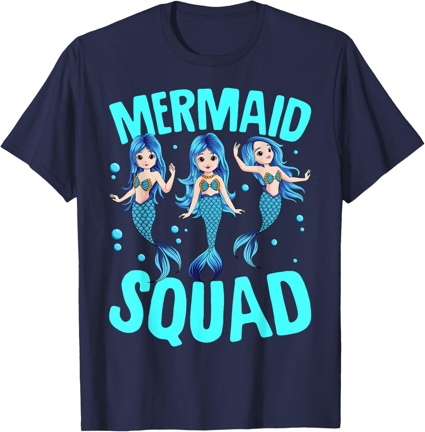 Mermaid Squad Birthday Matching Women Kids T-Shirt - T-Shirt | Navy