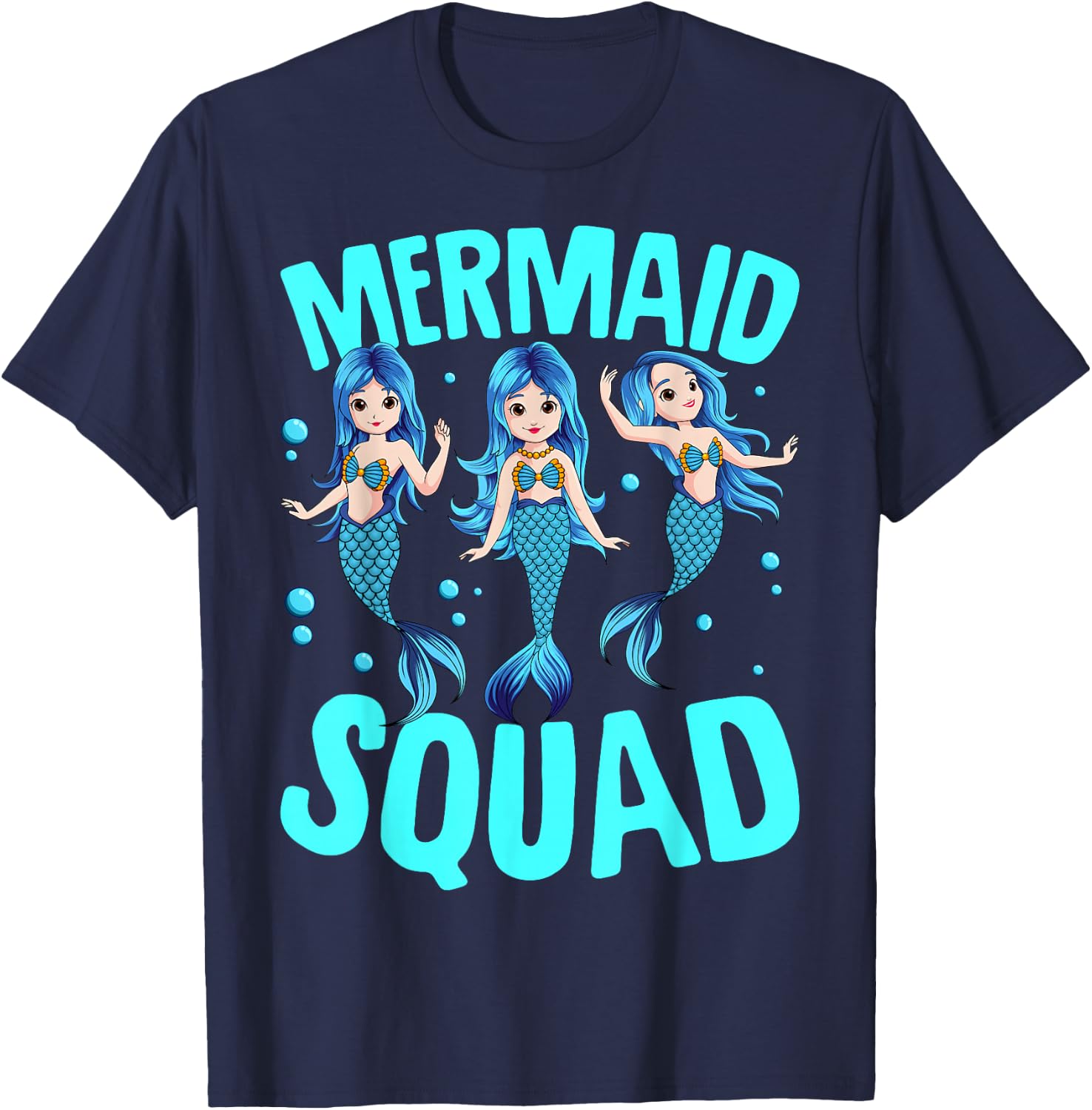 Mermaid Squad Birthday Matching Women Kids T-Shirt - T-Shirt | Navy