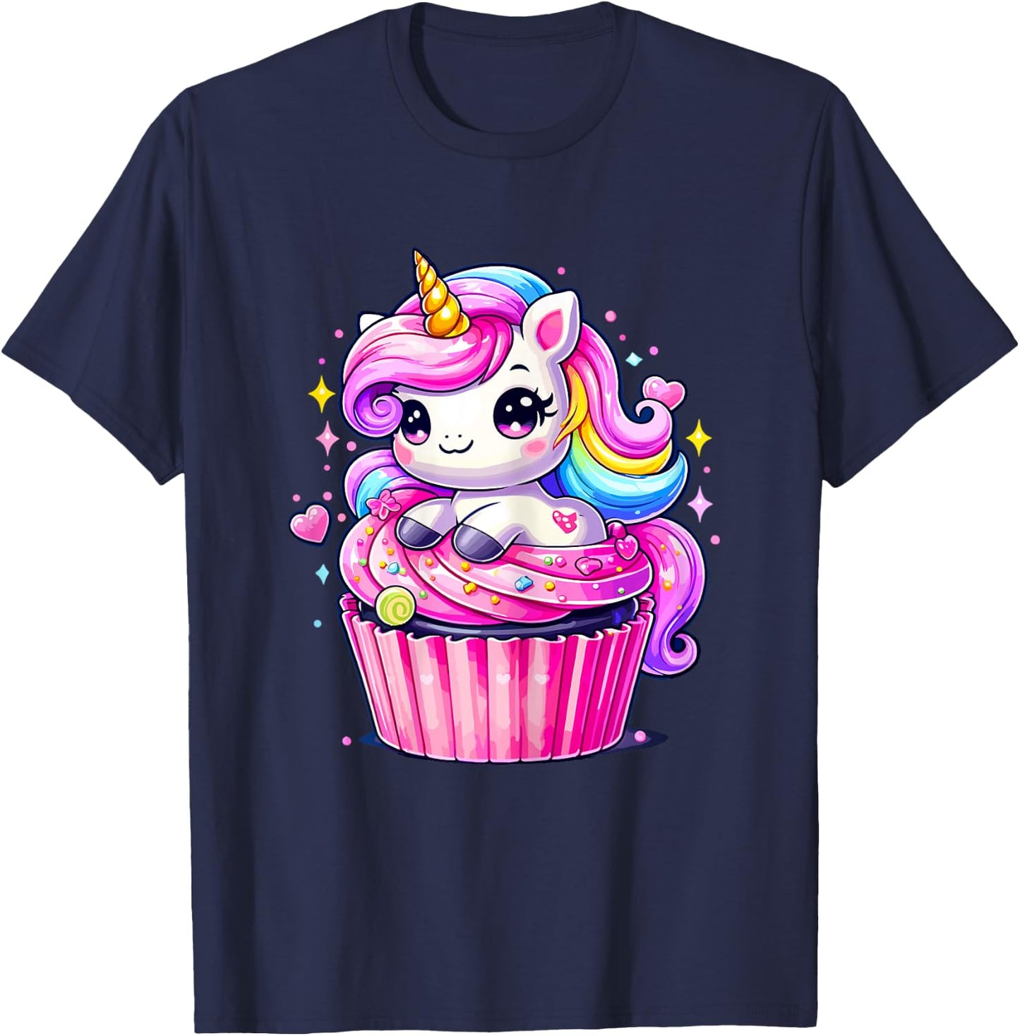 cute Unicorn Cupcake Unicorn Party Family T-Shirt - T-Shirt | Navy