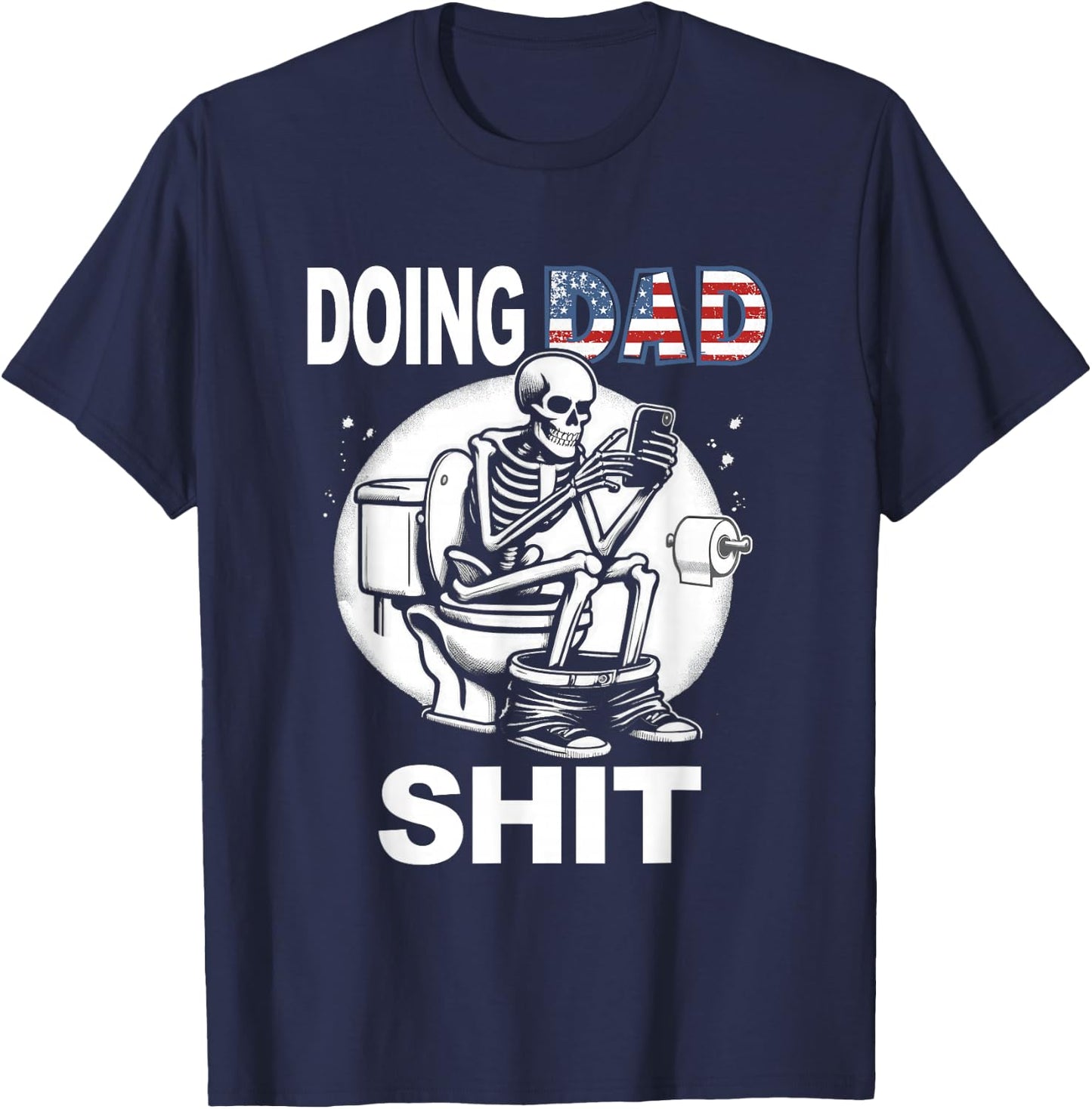 Doing Hot Dad Shit US Vintage Skeleton T-Shirt - T-Shirt | Navy