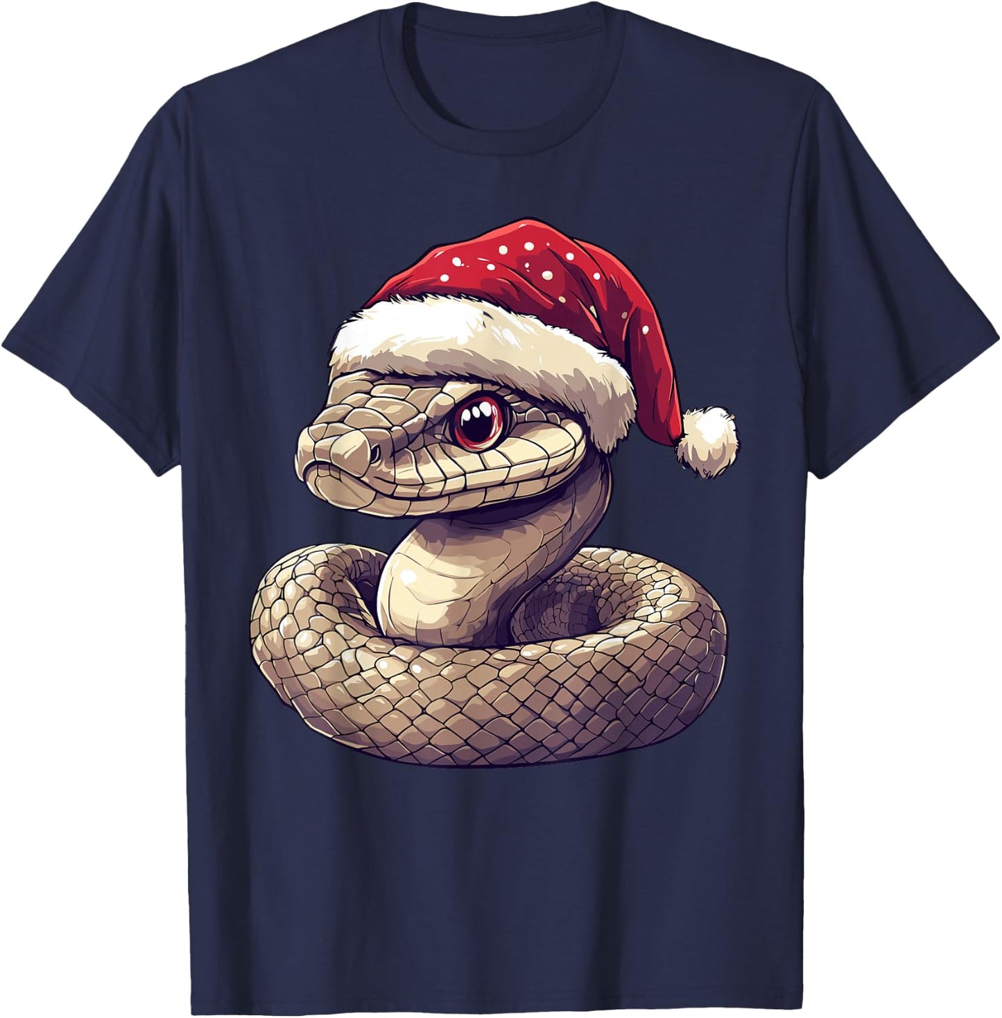 Funny Xmas Snake Lovers Christmas Pajama Snake Santa Hat T-Shirt - T-Shirt | Navy