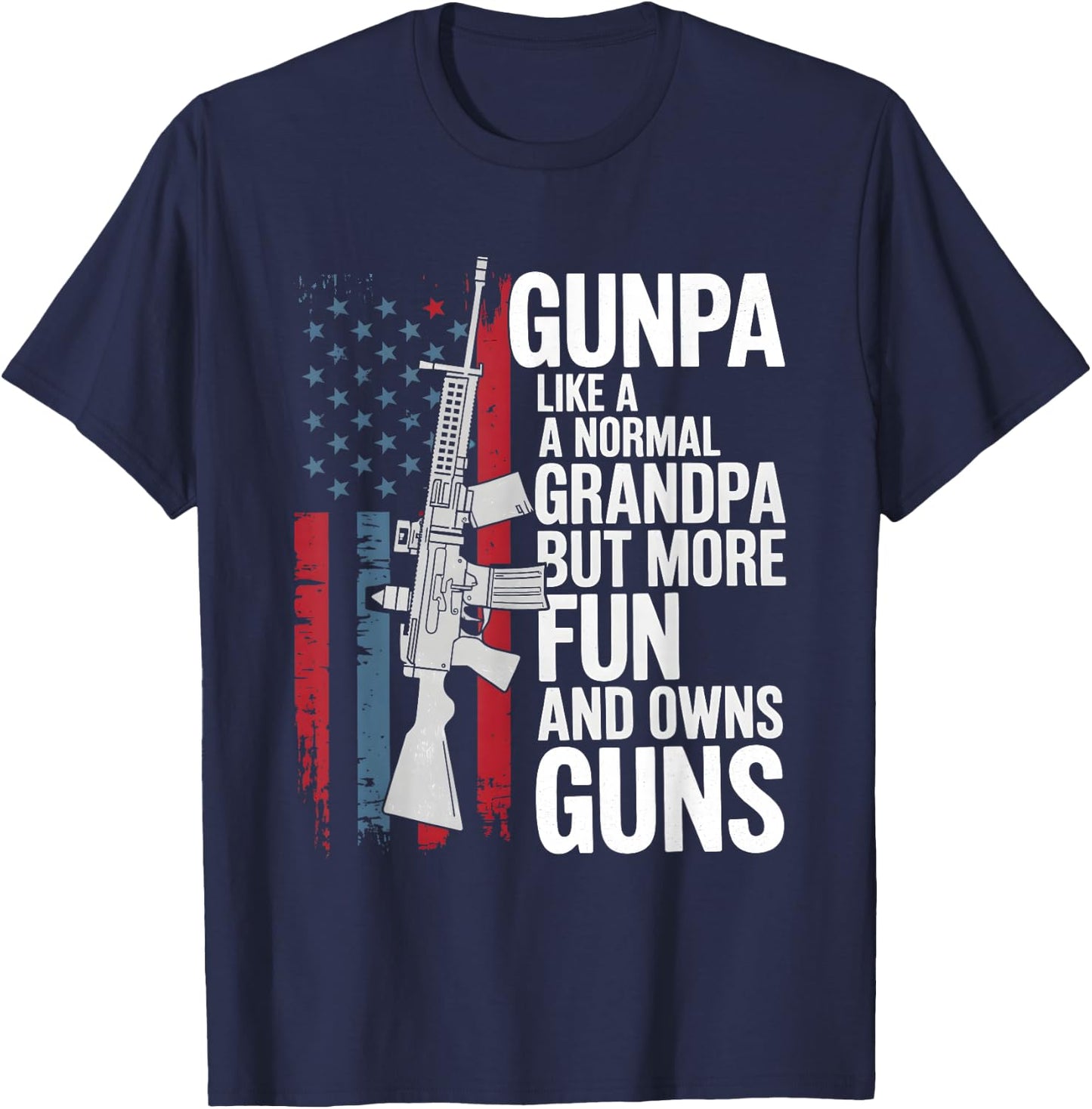 Adults Black Small Gunpa Like A Normal Grandpa But More Fun And Owns Guns T-Shirt - T-Shirt | Navy