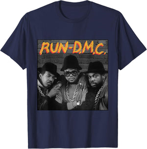 RUN DMC Official Merchandise -Adults Black Classic Fit T-Shirt - T-Shirt | Navy