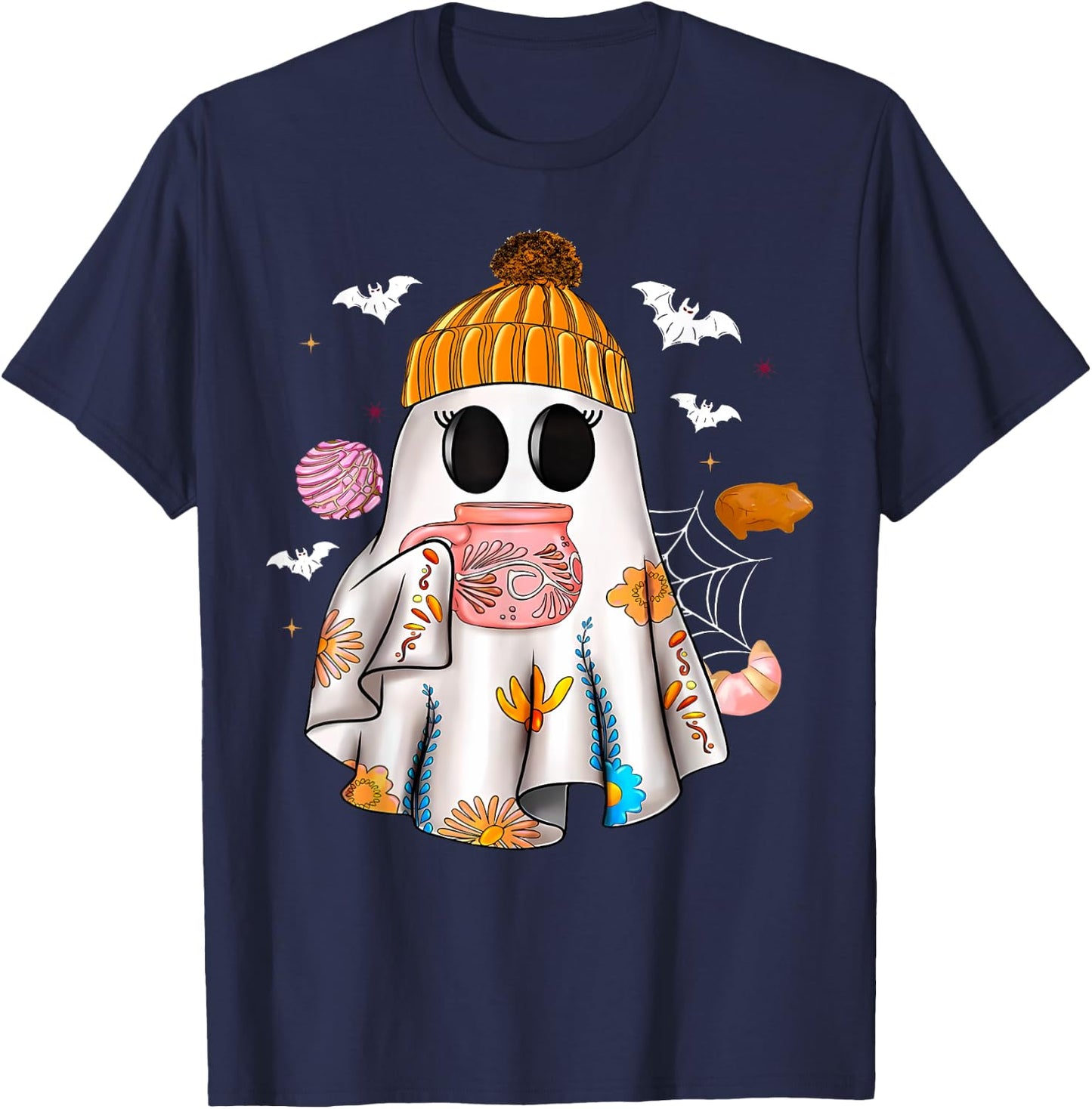 Ghost Spanish Halloween Mexican Spooky Conchas And Cucuys T-Shirt - T-Shirt | Navy