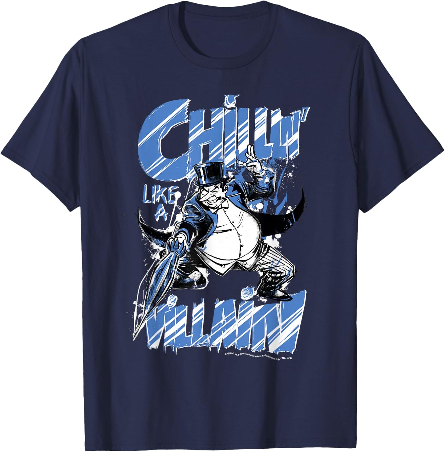 Batman, The Penguin, Relaxes Like a Villain , Black, S T-Shirt - T-Shirt | Navy