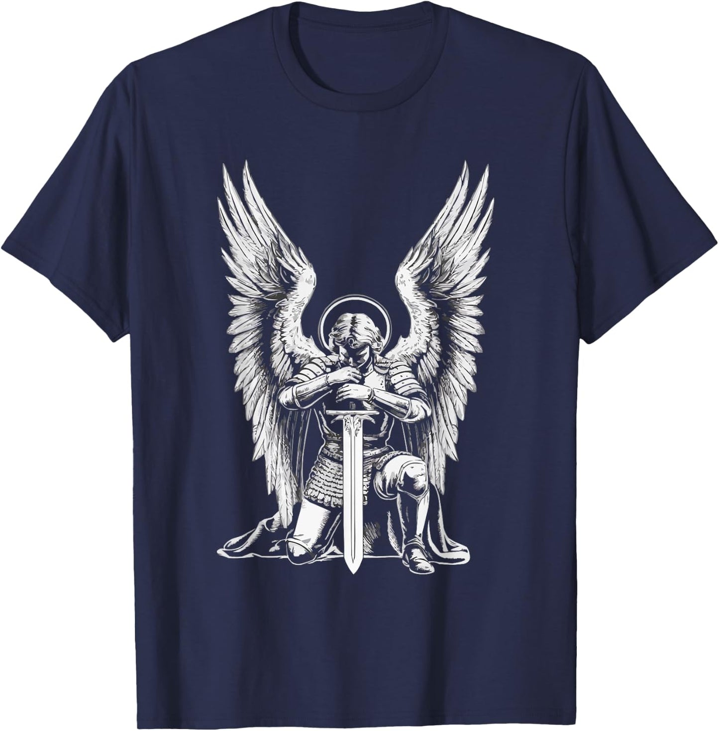 Archangel Catholic Religion Christianity Guardian Angel T-Shirt - T-Shirt | Navy