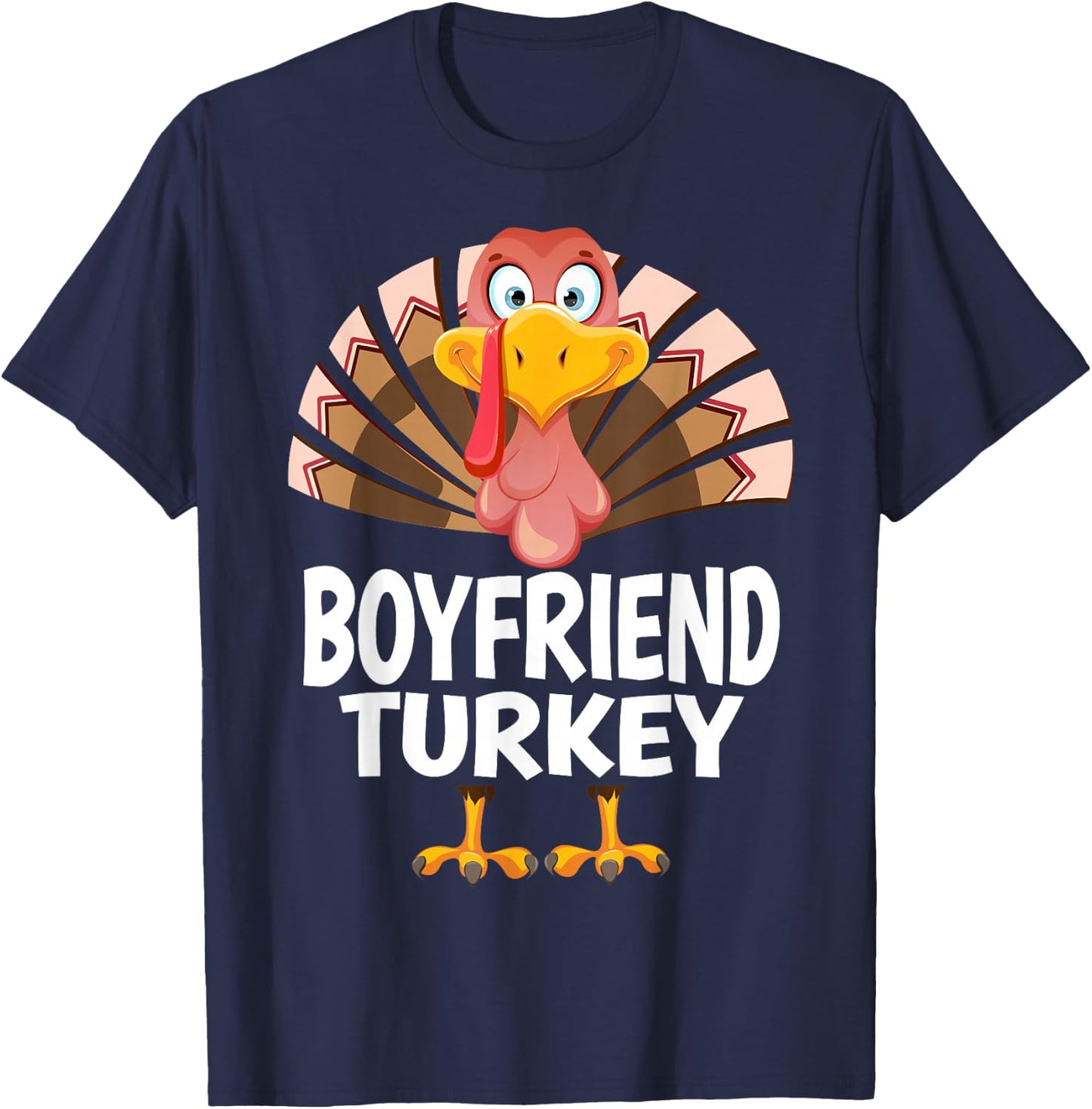 Thanksgiving Boyfriend Turkey Matching Pajama T-Shirt - T-Shirt | Navy