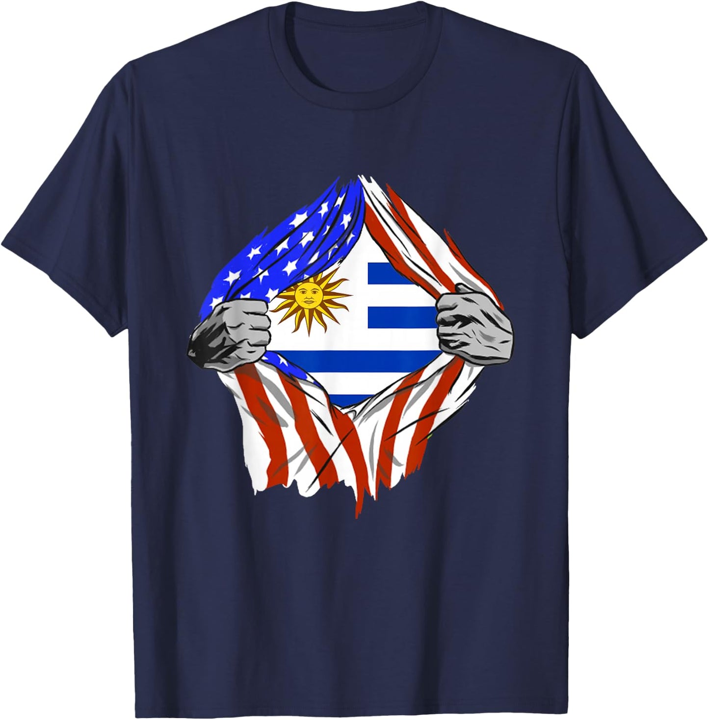 Uruguay Flag Chest USA Uruguayan Pride Uruguayan Roots T-Shirt - T-Shirt | Navy