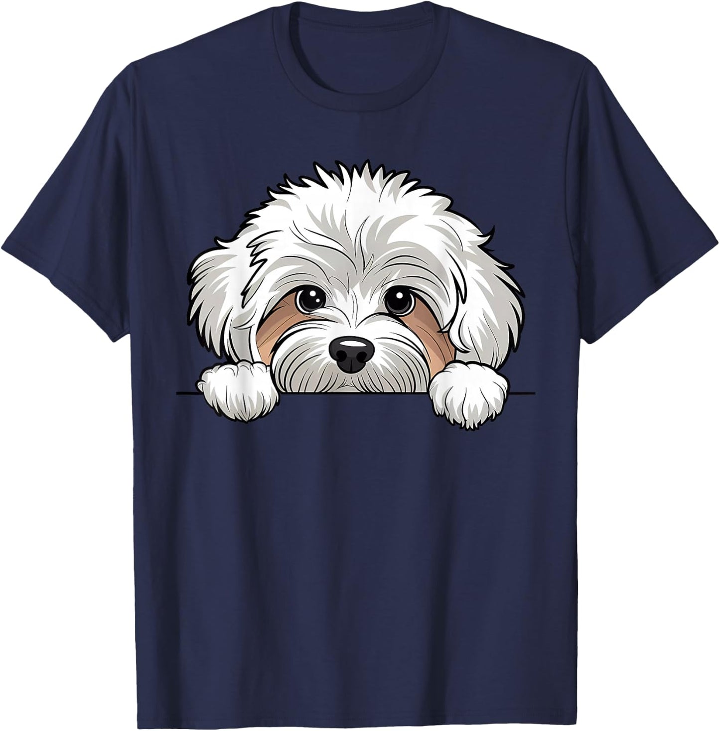 Cute Maltipoo Peeking Pocket Puppy Funny Dog Lover T-Shirt - T-Shirt | Navy