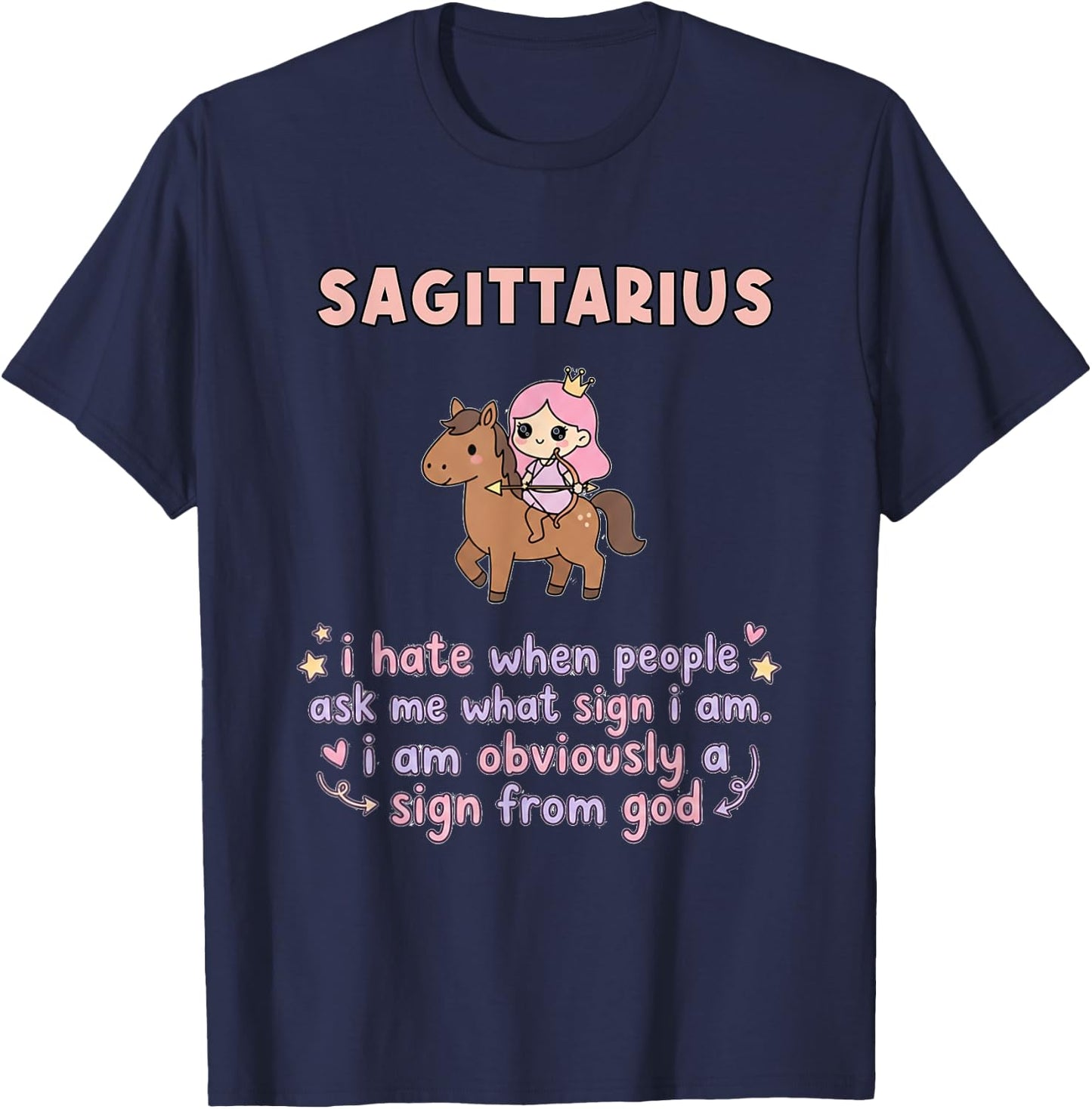 Sagittarius Zodiac Cute Archer Astrology Humor Design T-Shirt - T-Shirt | Navy