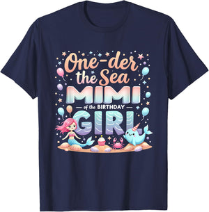 One Der The Sea Grandma Mimi Of The Birthday Girl T-Shirt - T-Shirt | Navy