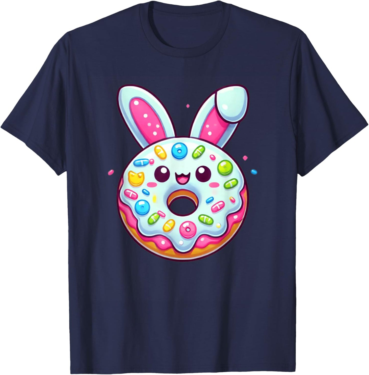 Funny Donut Easter Shirt with Bunny Ears for Boys Girls Kids T-Shirt - T-Shirt | Navy