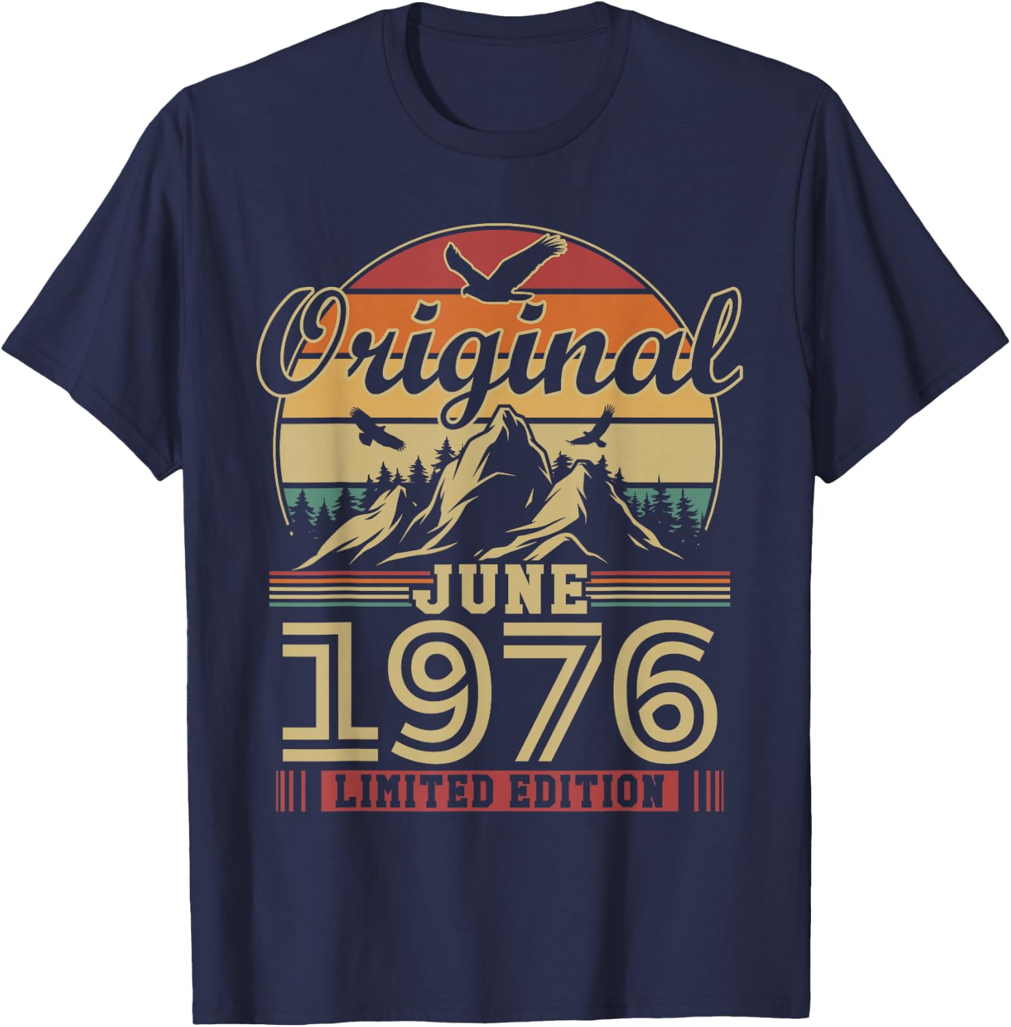 Vintage Cadeau Anniversaire 50 Ans pour Né en Juin 1976 T-Shirt - T-Shirt | Navy
