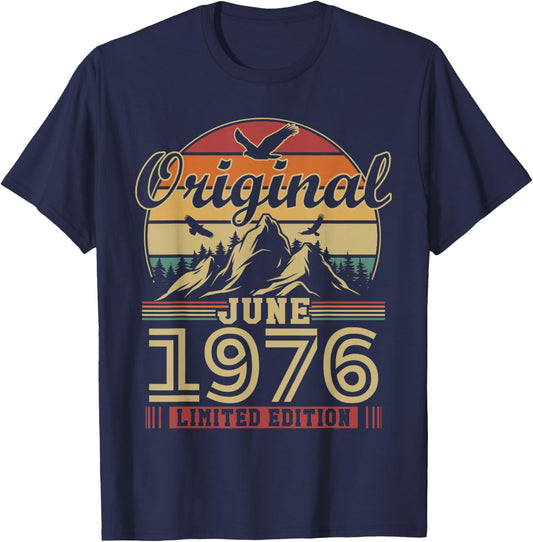 Vintage Cadeau Anniversaire 50 Ans pour Né en Juin 1976 T-Shirt - T-Shirt | Navy