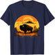 Buffalo Nature Sunset Bison Colorful Savanna Animal Art T-Shirt - T-Shirt | Navy