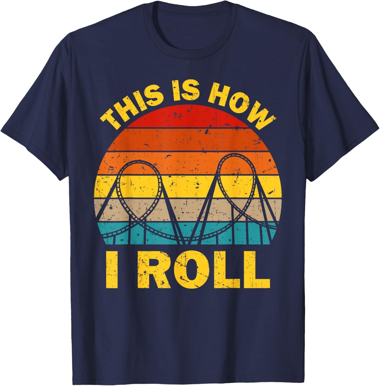 Cool Roller Coaster Women Amusement Theme Park Retro T-Shirt - T-Shirt | Navy