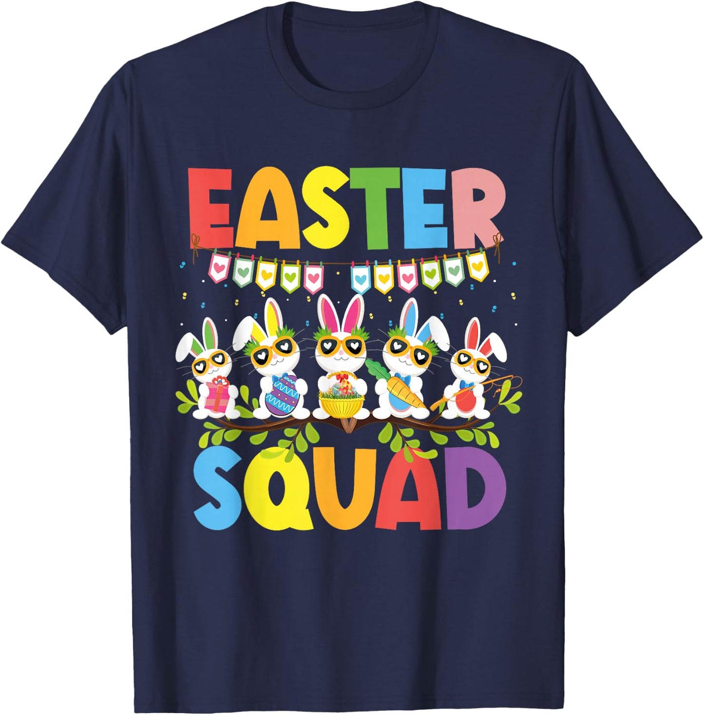 Easter Squad Bunnies Rabbit Happy Easter Day Family Matching T-Shirt - T-Shirt | Navy