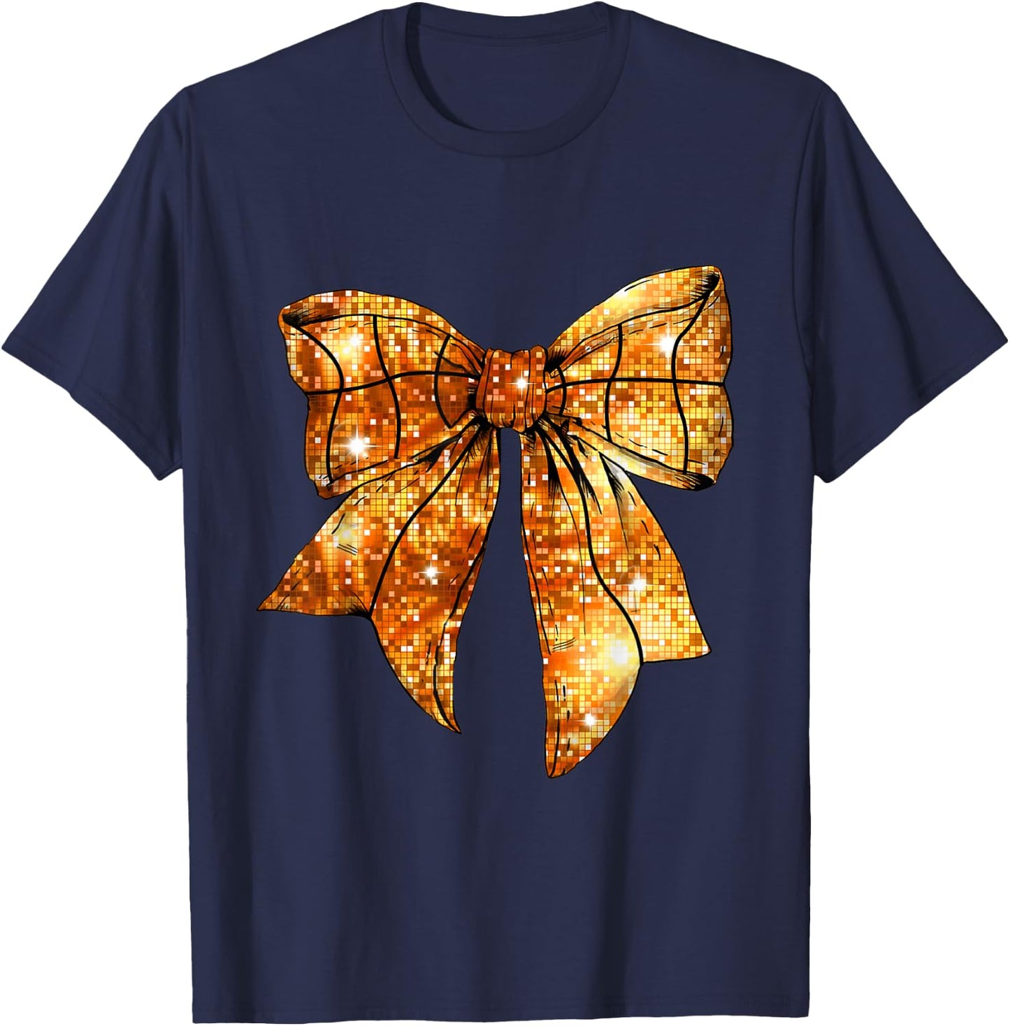 Basketball Mom Coquette Bow For Gameday T-Shirt - T-Shirt | Navy