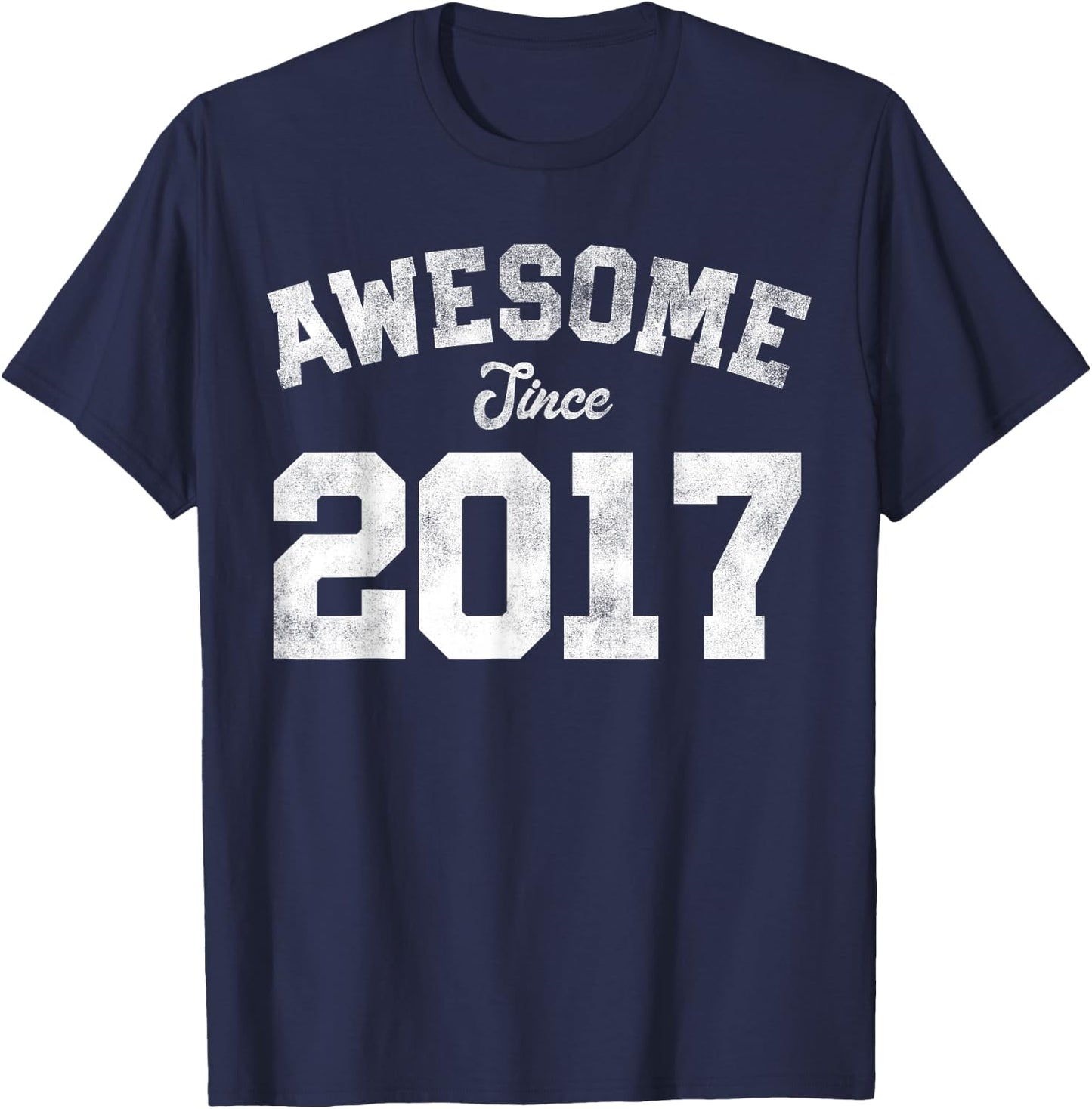 Awesome Since 2017 9th Birthday 9 Years Old - Retro T-Shirt - T-Shirt | Navy
