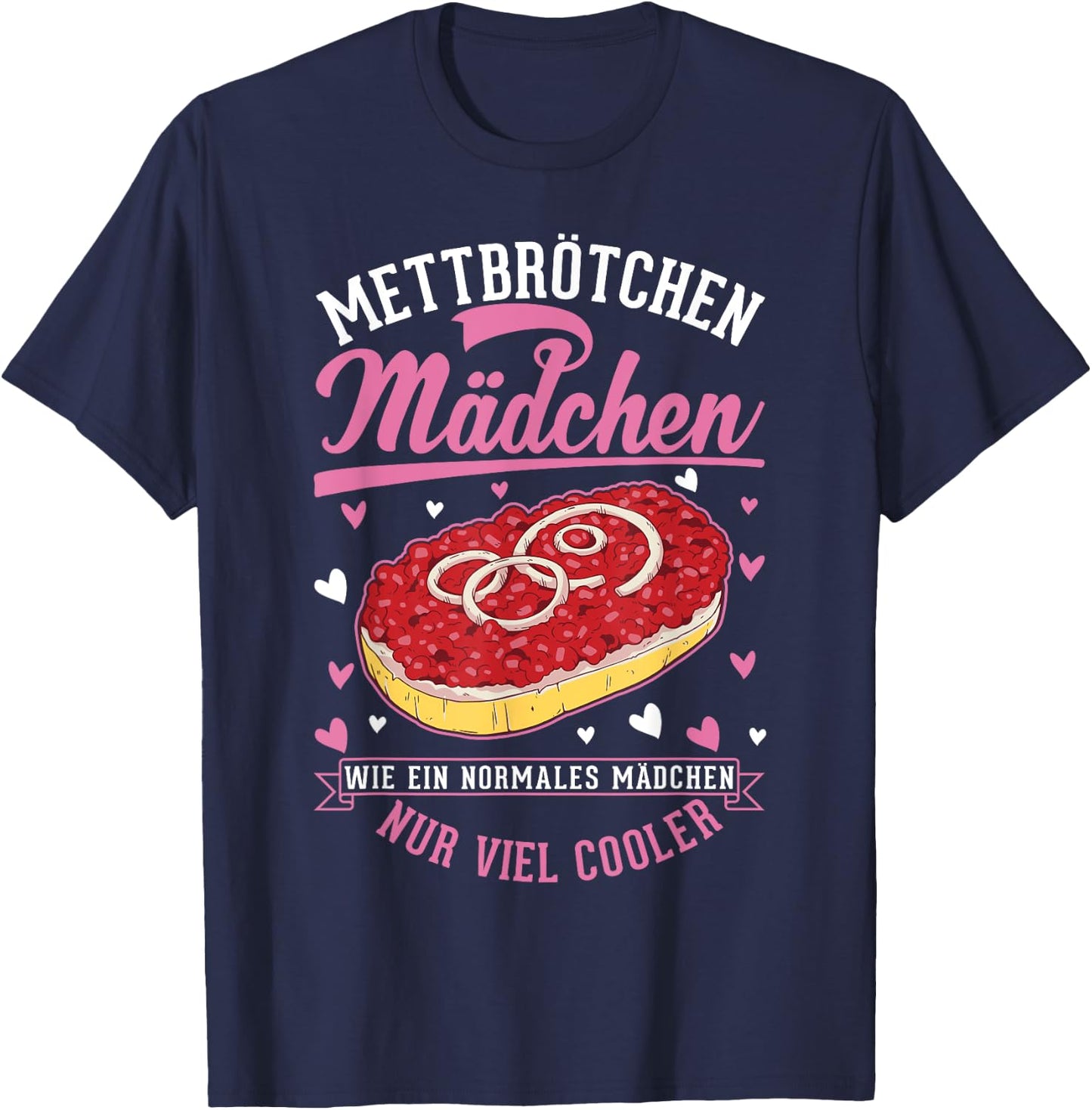 Mettbuns Girls' Hackepeter Mett Bun , black, s T-Shirt - T-Shirt | Navy
