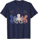 Three Octopus 4th of July Patriotic American Flag T-Shirt - T-Shirt | Navy