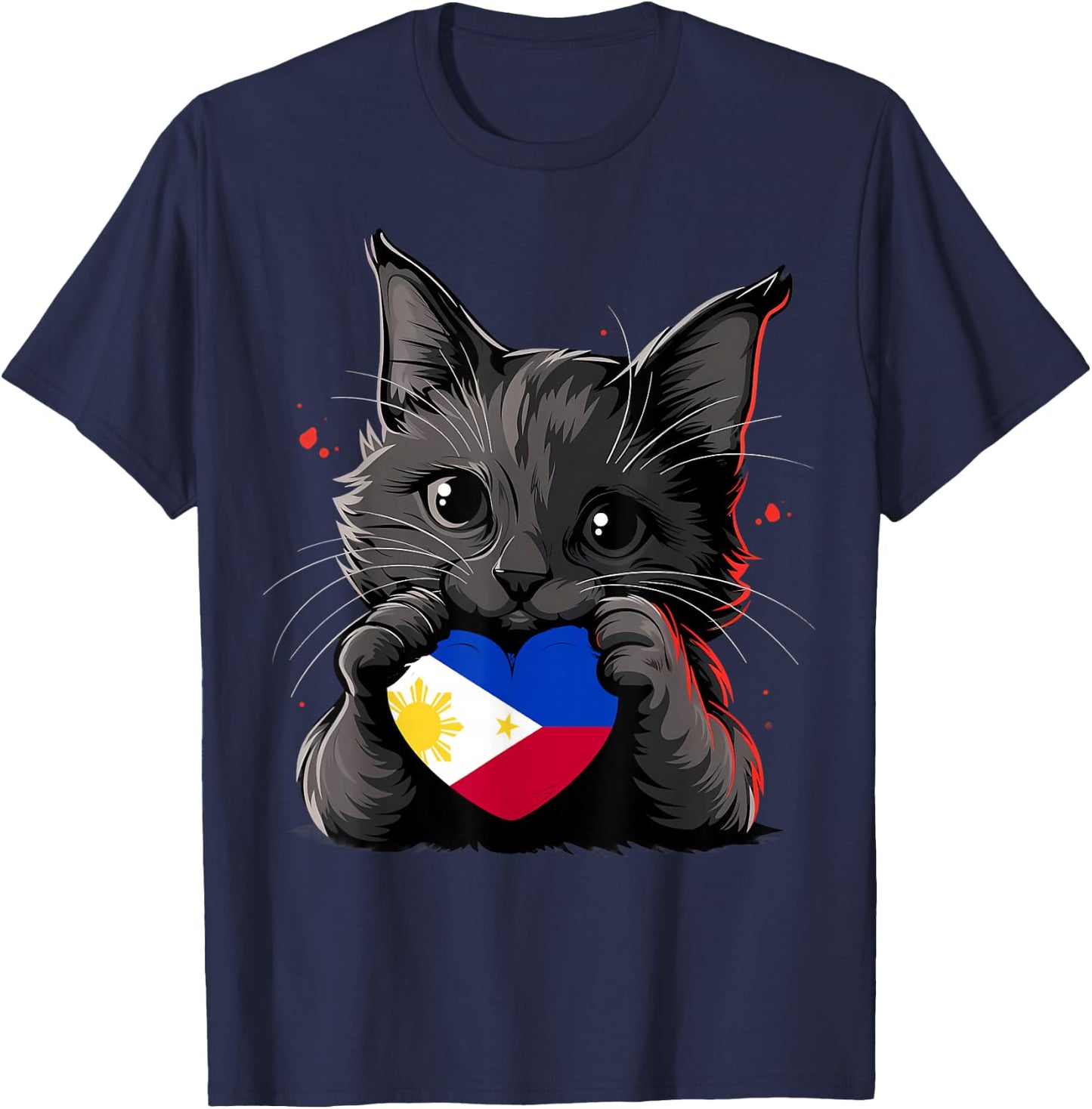 Philippines Flag Cat Pinoy Pilipinas Pride Filipino Roots T-Shirt - T-Shirt | Navy