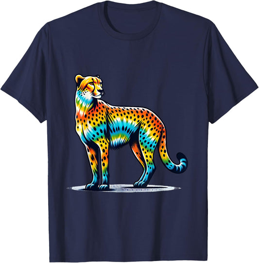 Tie Dye Cheetah - Colorful Hippie Wildcat Design T-Shirt - T-Shirt | Navy