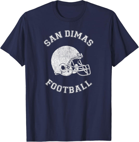 San Dimas Football Distressed 1980's Retro P.E.Dept Style T-Shirt - T-Shirt | Navy