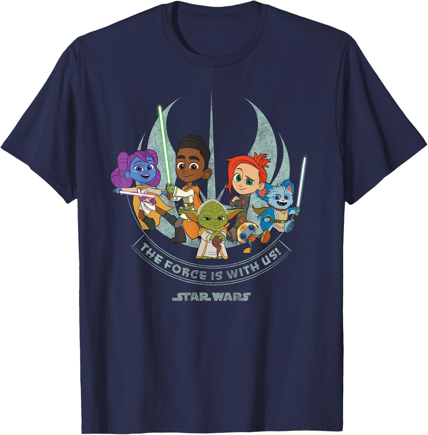 Star Wars Young Jedi Adventure Force is With Us T-Shirt - T-Shirt | Navy