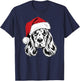 Joyful Cocker Santa Dog on Cocker Spaniel Christmas T-Shirt - T-Shirt | Navy