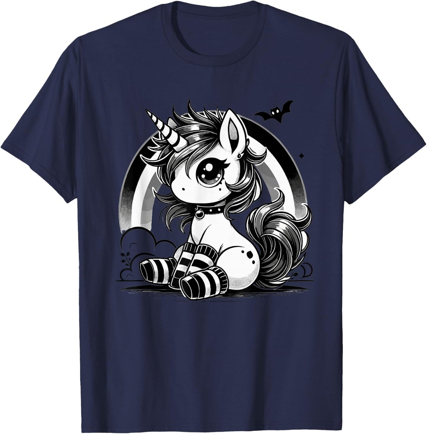 Gothic Unicorn Goth Girl Emo Punk Cute Kawaii Pastel Goth T-Shirt - T-Shirt | Navy
