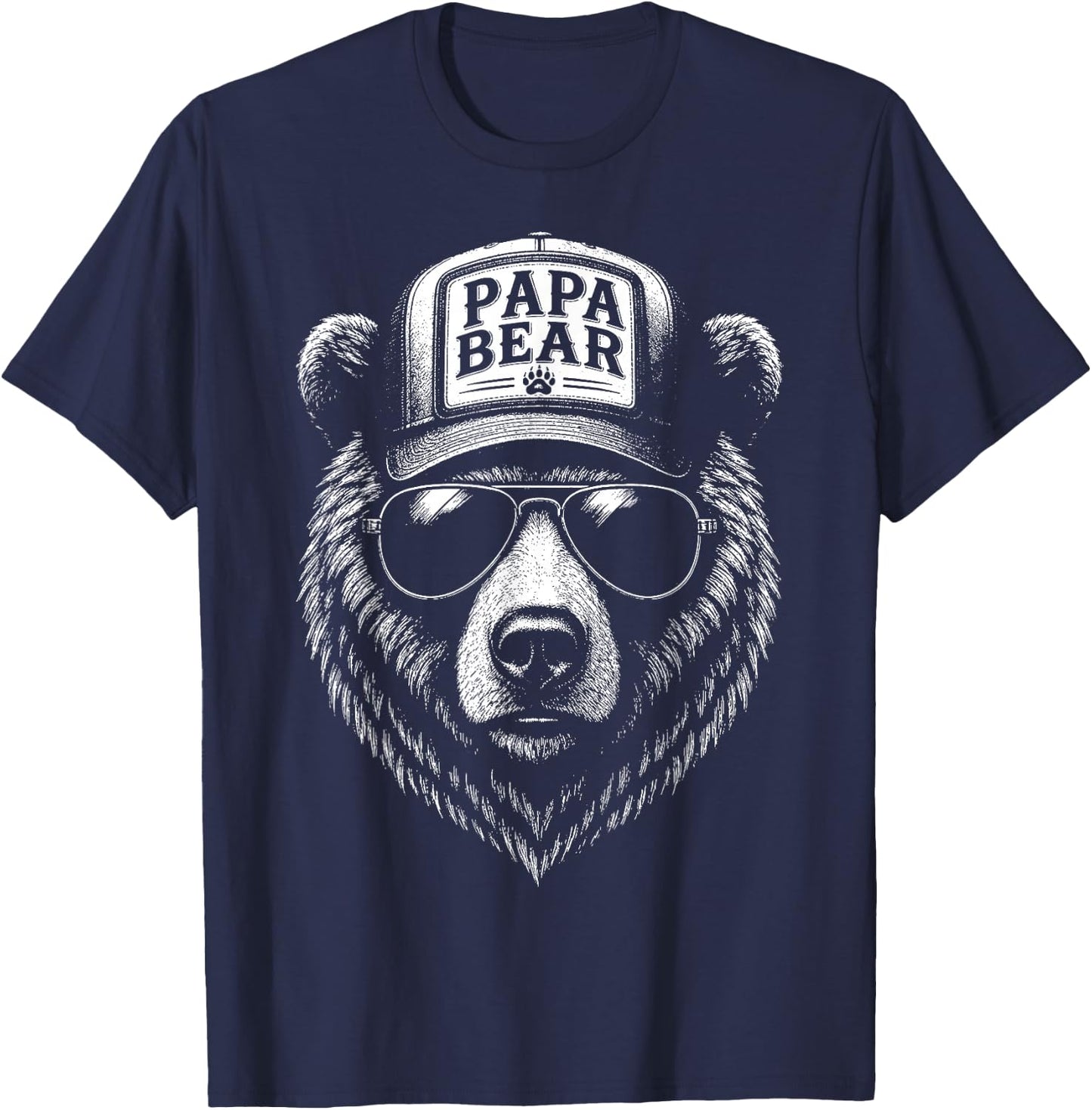 Papa Geschenk Vatertag Bester Papa Papa Bär Lustiges T-Shirt - T-Shirt | Navy