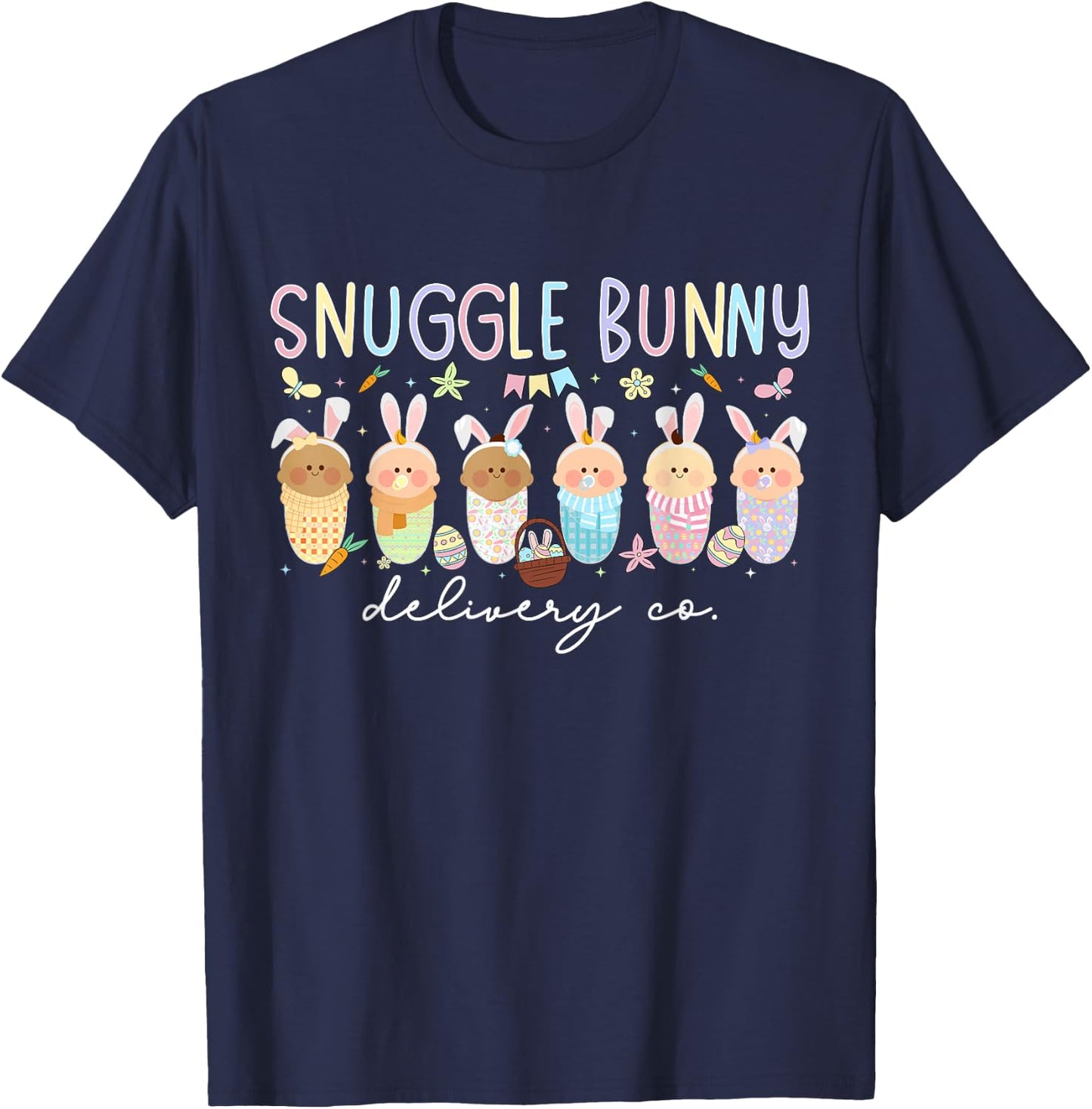 Snuggle Bunny Delivery Co Mother Baby Nurse Easter L&D Nurse T-Shirt - T-Shirt | Navy