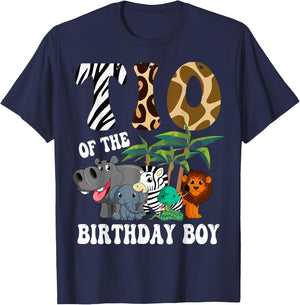 Tio of the Birthday Boy Zoo Bday Safari Celebration T-Shirt - T-Shirt | Navy