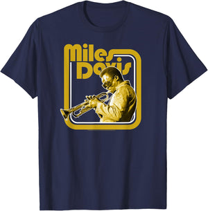 Miles Davis Retro Goldene Trompete T-Shirt - T-Shirt | Navy