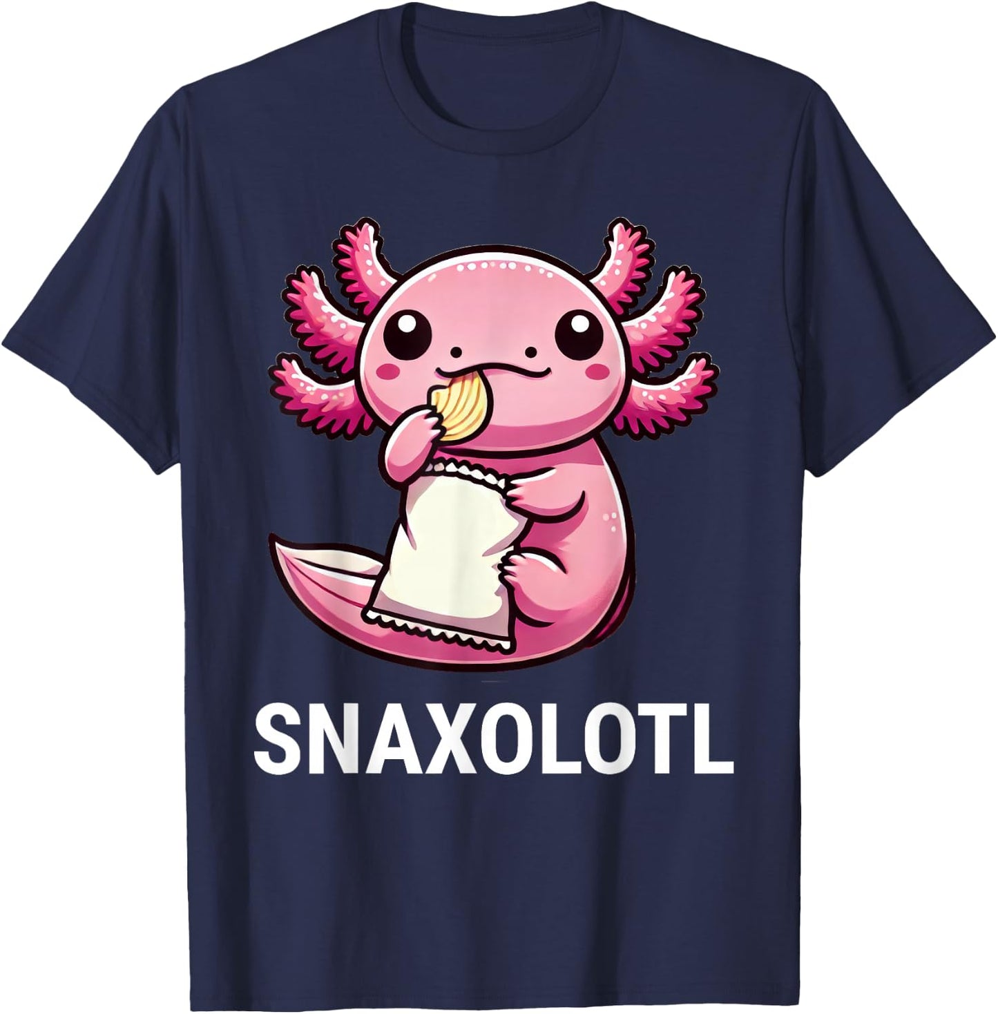 Snaxolotl Axolotl Chips Snacks Funny T-Shirt - T-Shirt | Navy