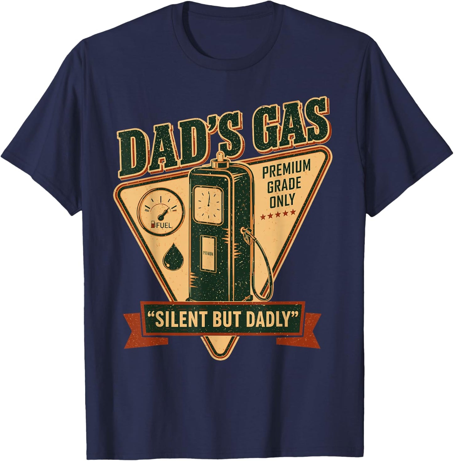 Silent But Dadly Funny Father's Day Fart Dad Farting Vintage T-Shirt - T-Shirt | Navy