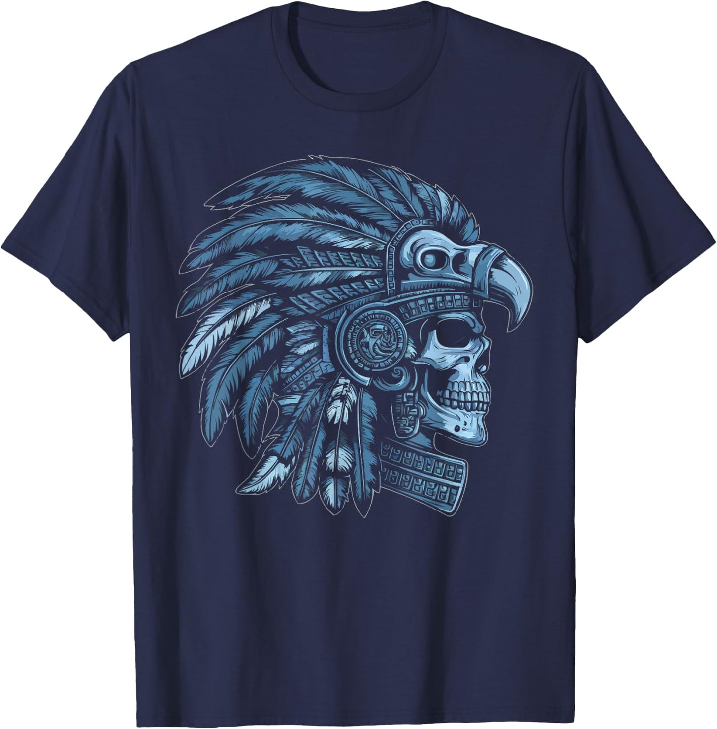 Aztec Warrior Aztec Culture Civilization Maya Indigenous , Black, S T-Shirt - T-Shirt | Navy