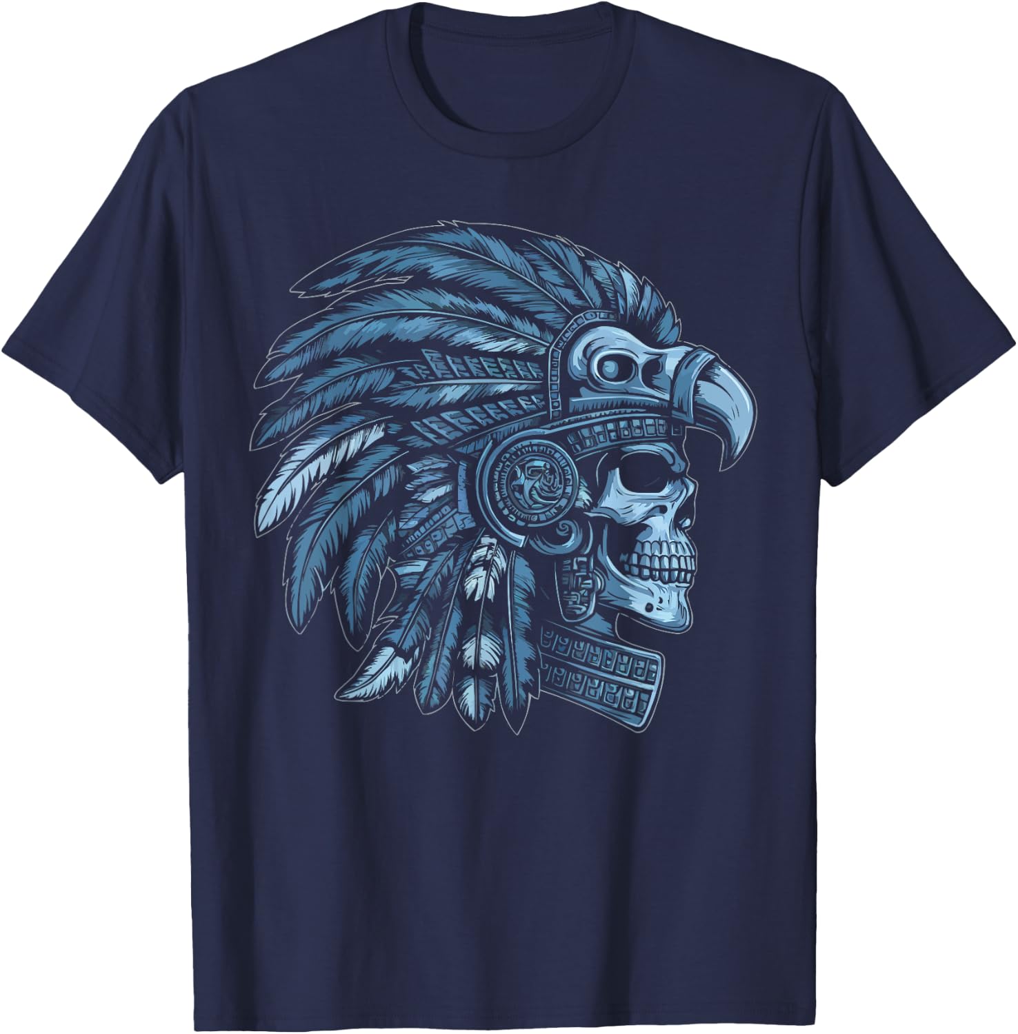 Aztec Warrior Aztec Culture Civilization Maya Indigenous , Black, S T-Shirt - T-Shirt | Navy