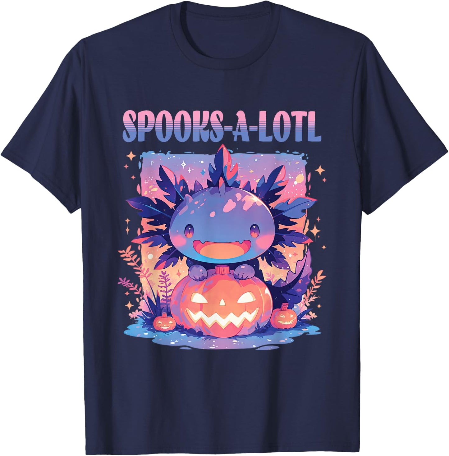Spooks-A-Lotl Halloween Axolotl T-Shirt - T-Shirt | Navy