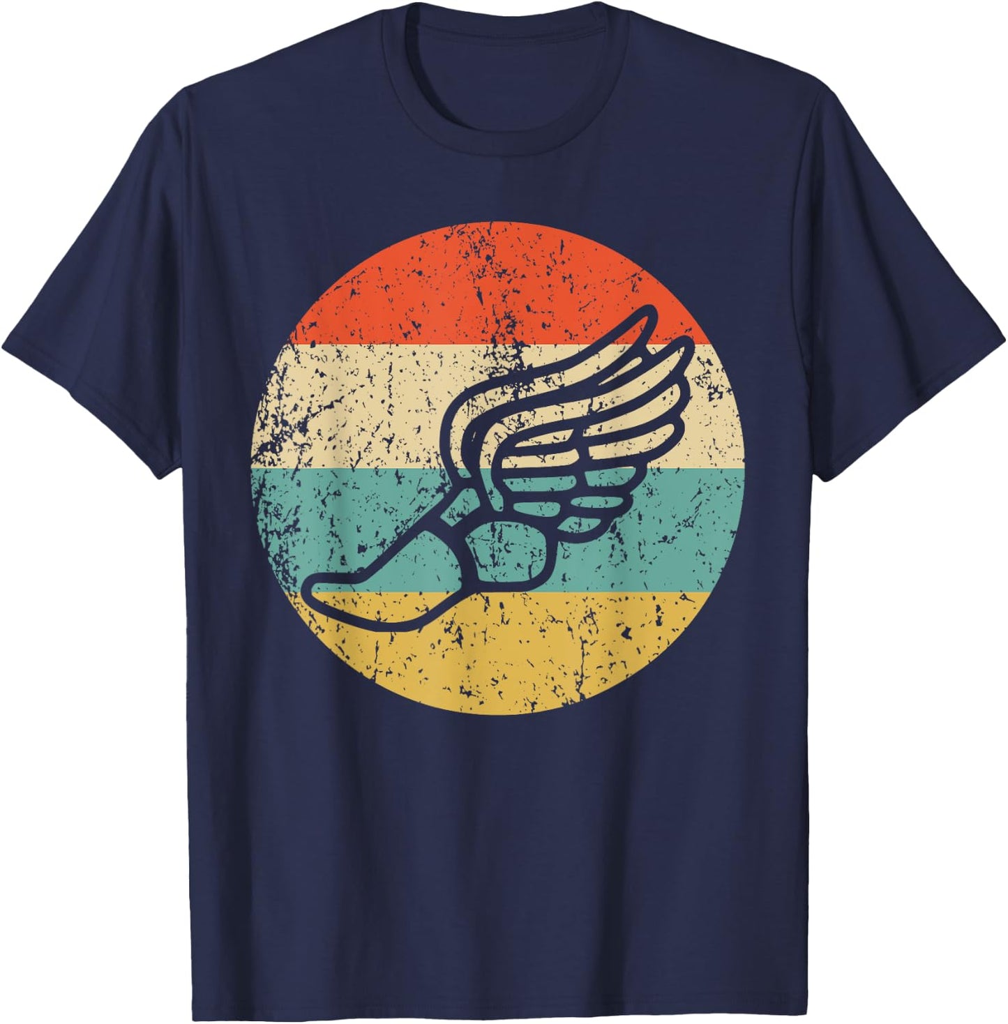 Running Shoe With Wings Retro Style Track T-Shirt - T-Shirt | Navy