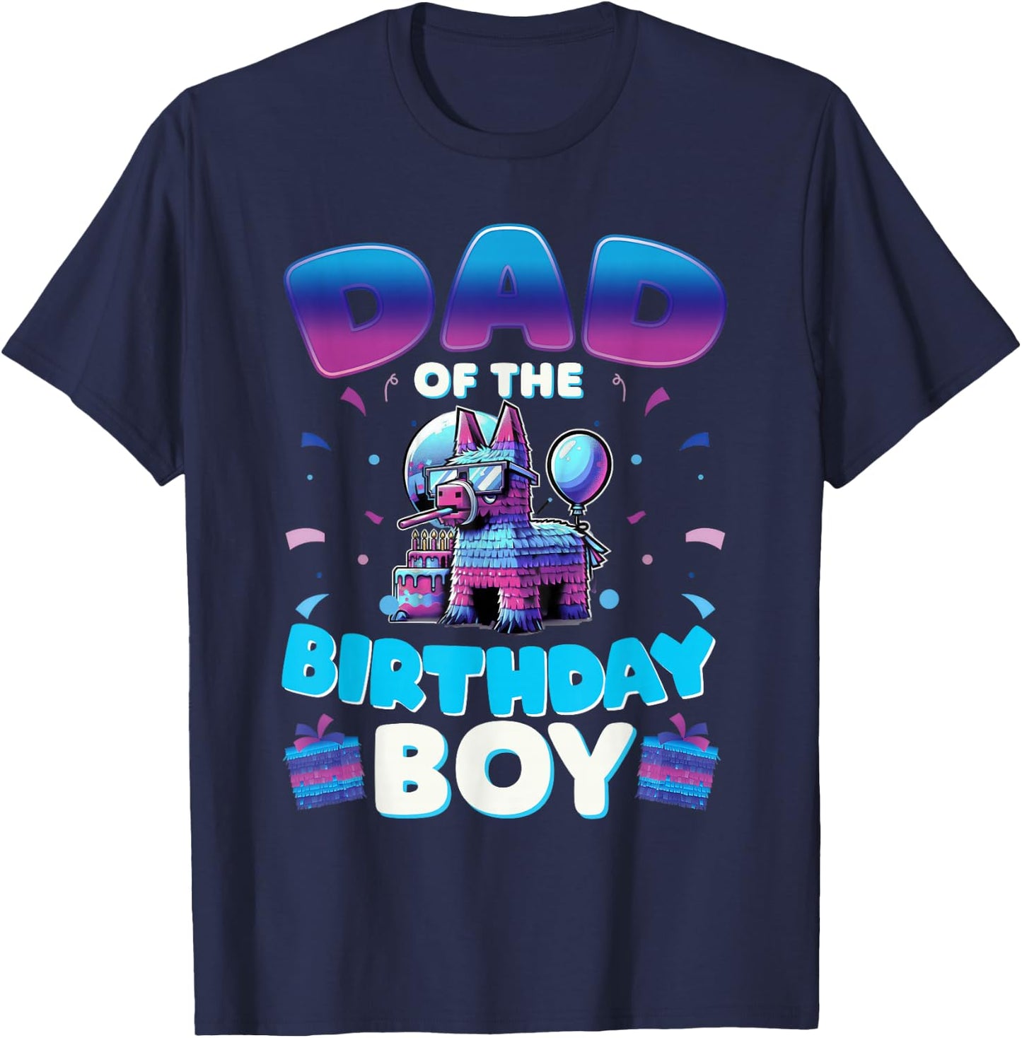 Dad Of Birthday Boy Llama Birthday Boy Family T-Shirt - T-Shirt | Navy