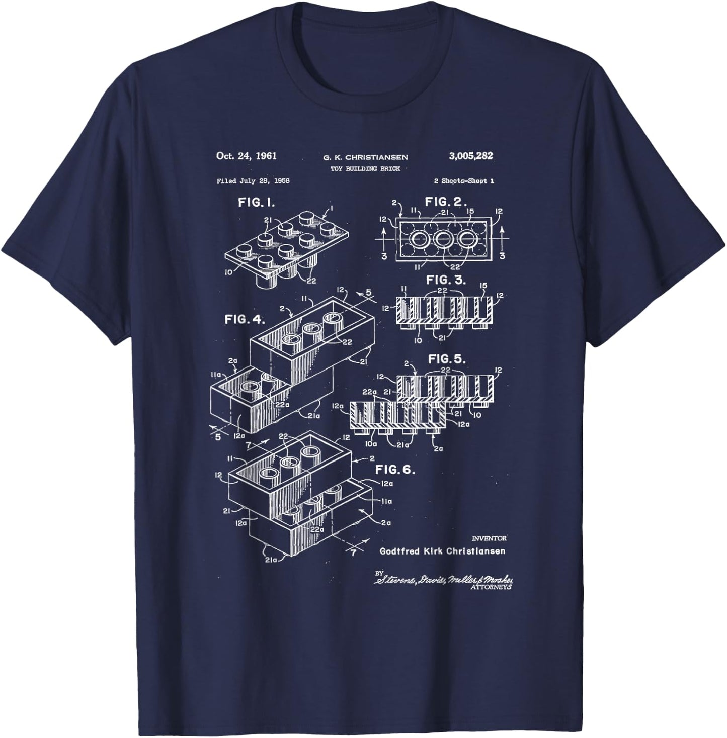 Toy Building Brick Patent , black T-Shirt - T-Shirt | Navy