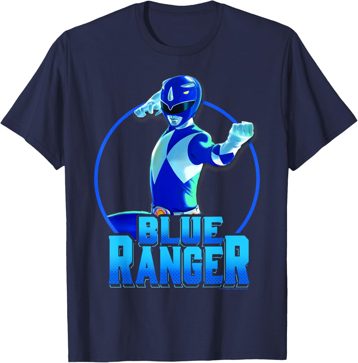 Power Rangers Blue Ranger Karate Action Circle Portrait T-Shirt - T-Shirt | Navy