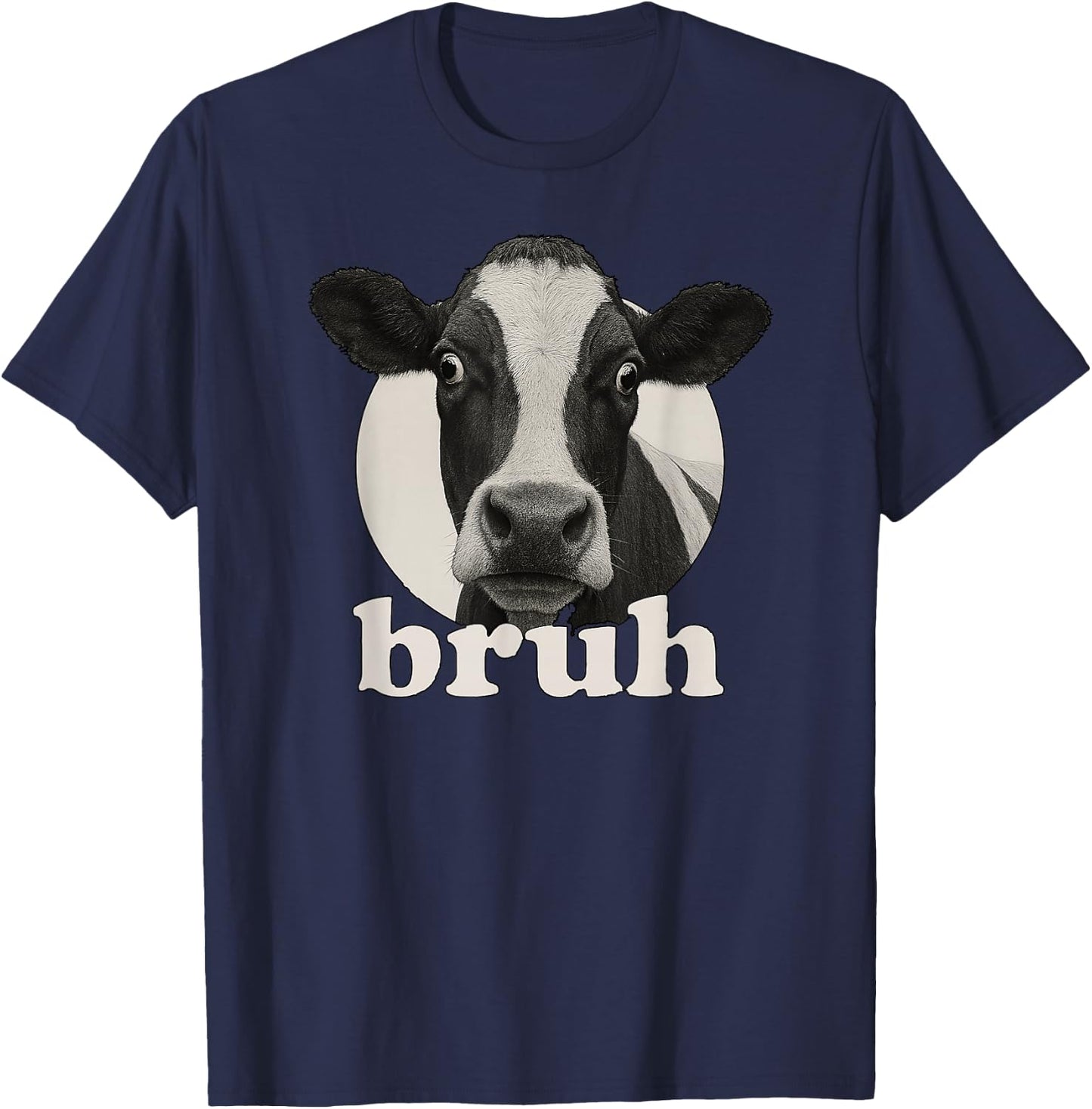 Funny Cow Bruh Humor Meme Zoo Day Boys Girls T-Shirt - T-Shirt | Navy