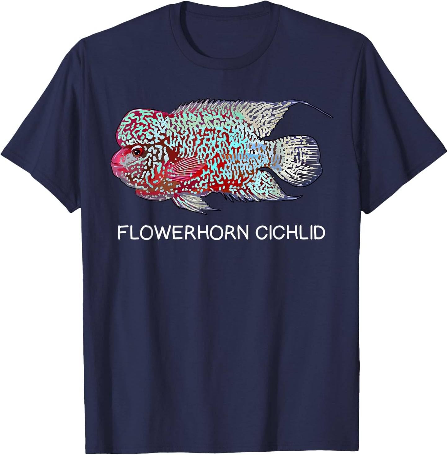 Flowerhorn Cichlids Freshwater Aquarium Fish T-Shirt - T-Shirt | Navy